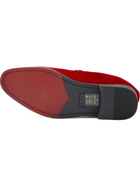Enzo Romeo Men\'s Red Vintage Velvet Loafer Tuxedo Slip On Formal Fashion Shoes main image 6